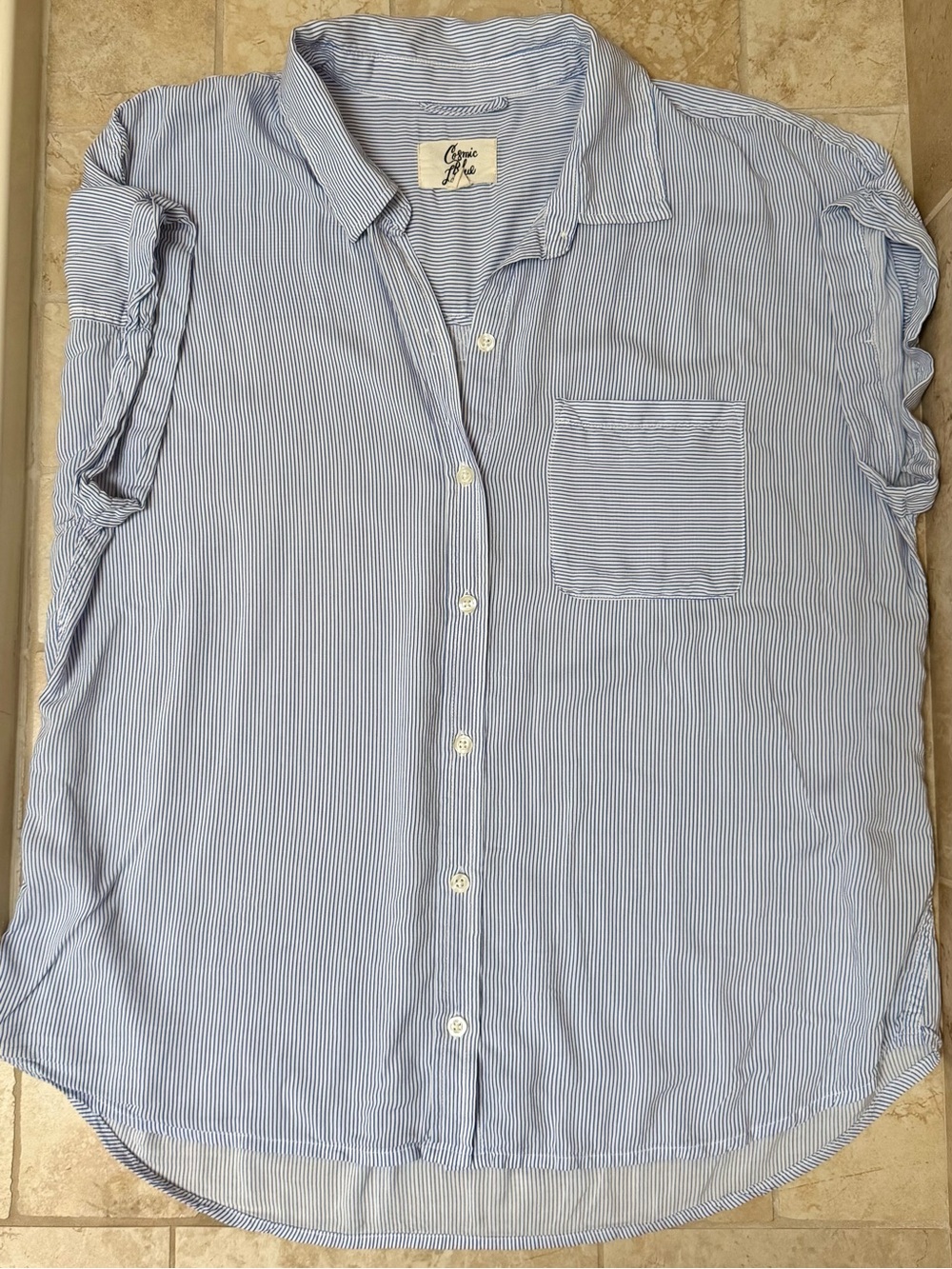 Light Blue Pinstripe Button-Down Shirt by Rails-style Label